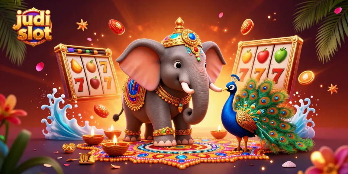 Menangkan judi slot dengan elemen menarik dan simbol slot berwarna cerah.