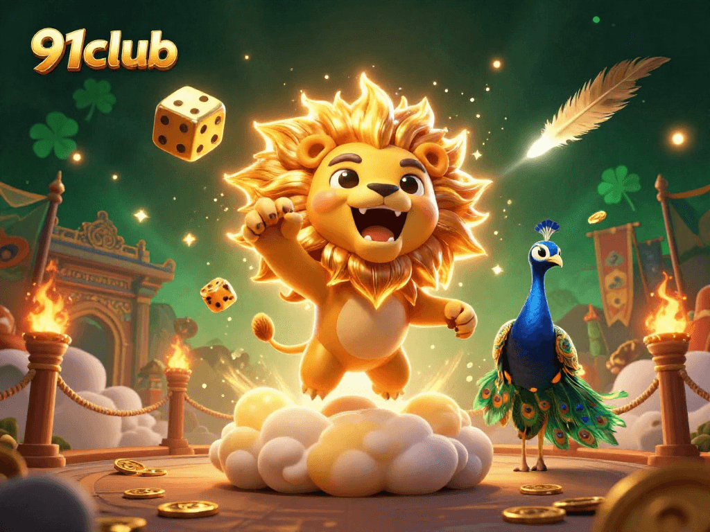 Engage with thrilling games at 91club and predict colors in this vibrant casino-themed illustration.