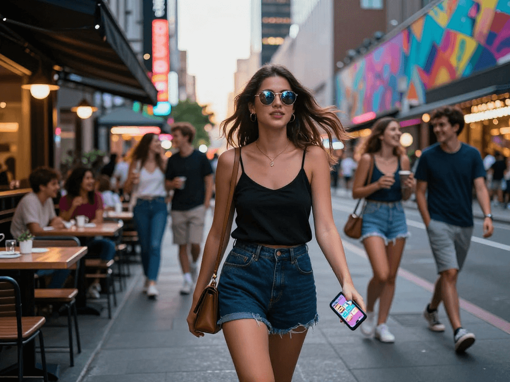 Gái gọi trong bầu không khí phố phường sôi động về đêm với đèn neon chiếu sáng.