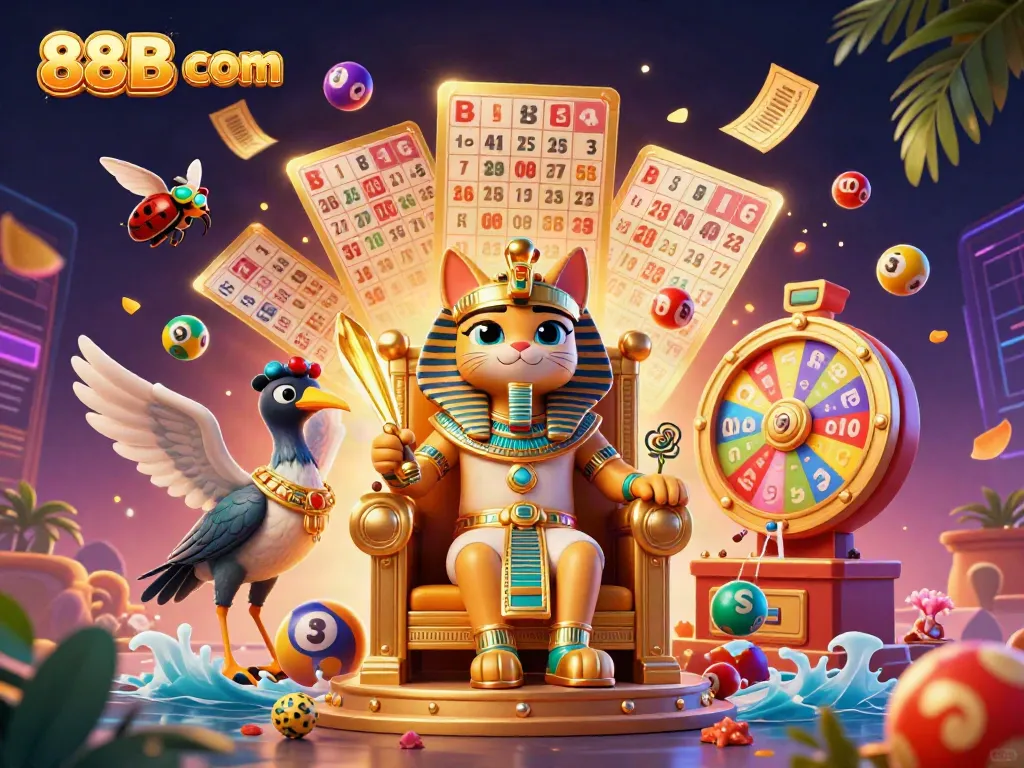 Spin your luck with 88B com's lively lottery scene featuring vibrant game elements.