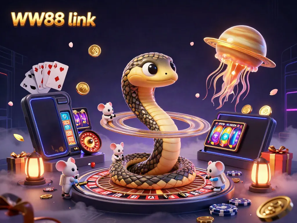 Engage in thrilling gaming action with WW88 link, featuring colorful slot games and cosmic dealers.