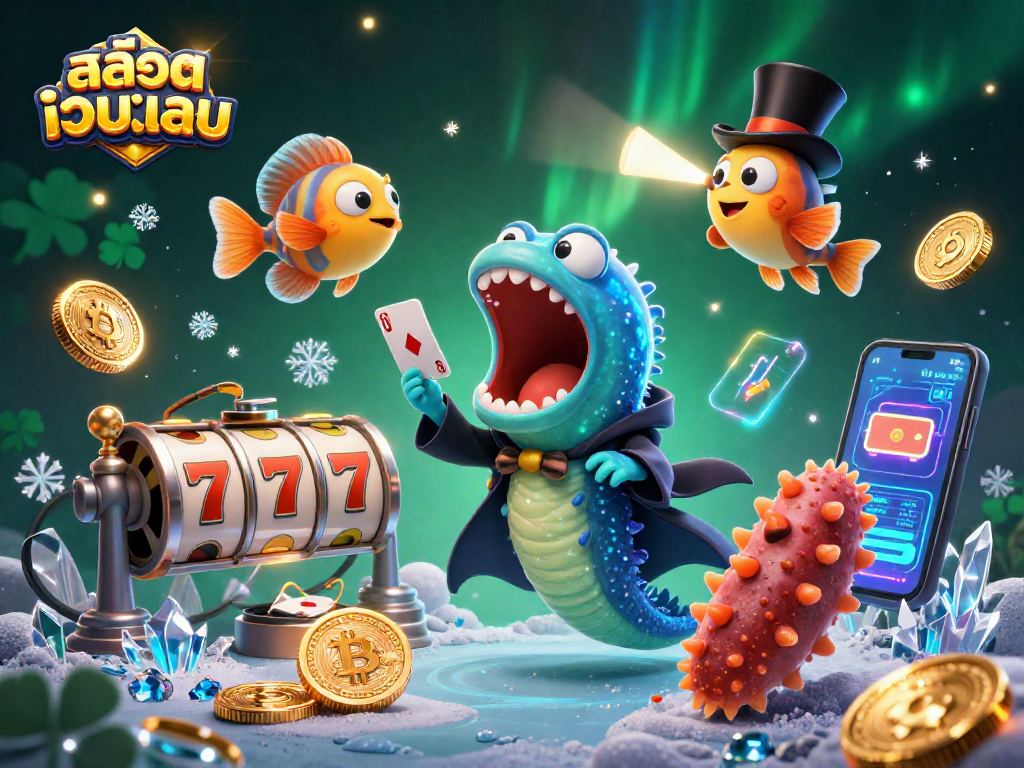 Experience the thrill of สล็อตเว็บตรง gaming with vibrant characters and elements in a captivating casino illustration