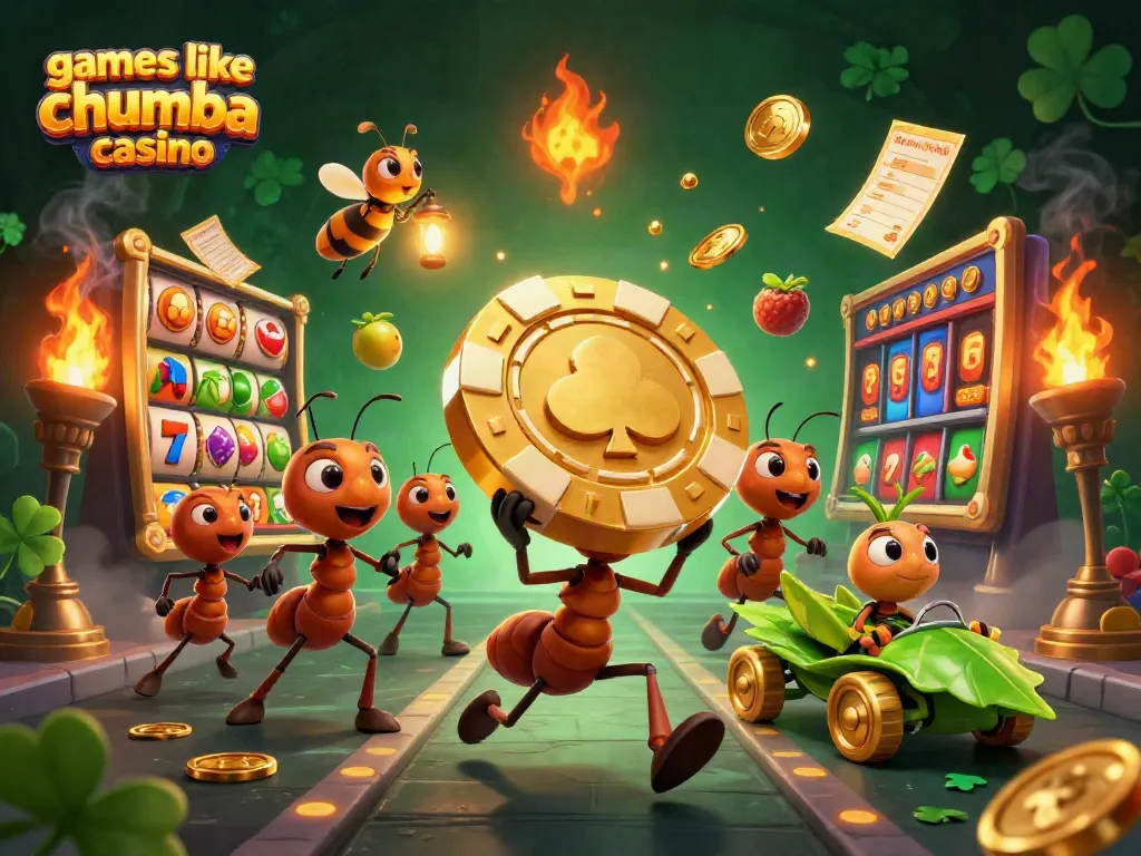 Experience thrilling games like Chumba Casino with our fun-filled, colorful illustration of ants in action!