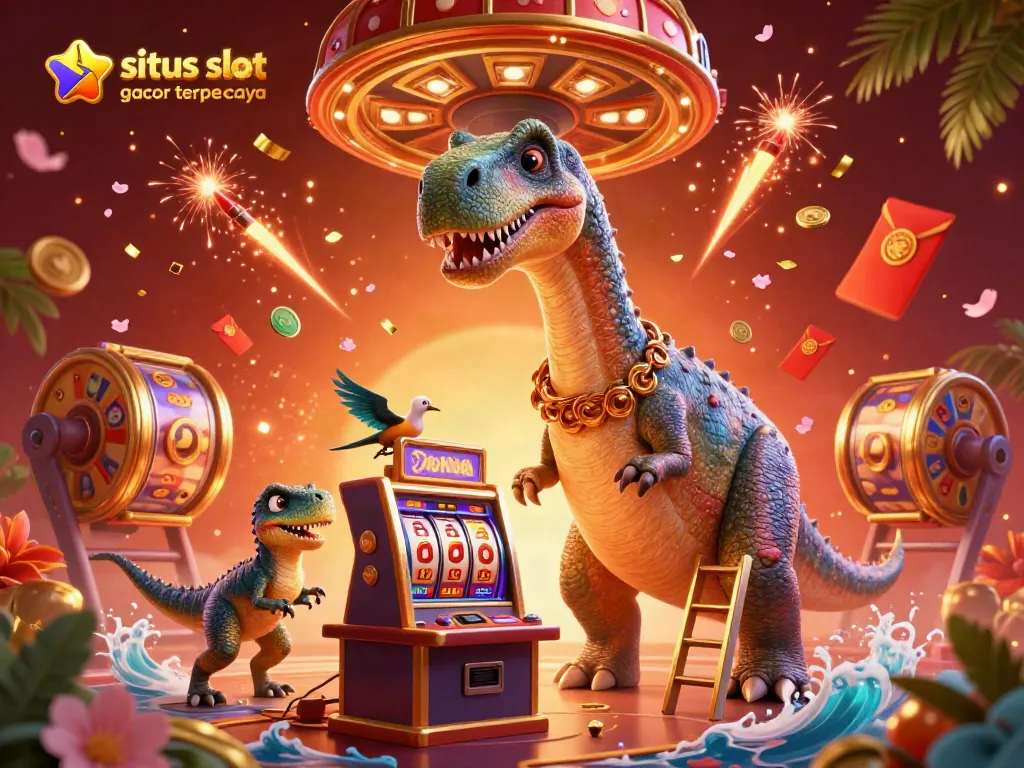 Experience the excitement of situs slot gacor terpercaya with vibrant slot machines and action-packed characters.