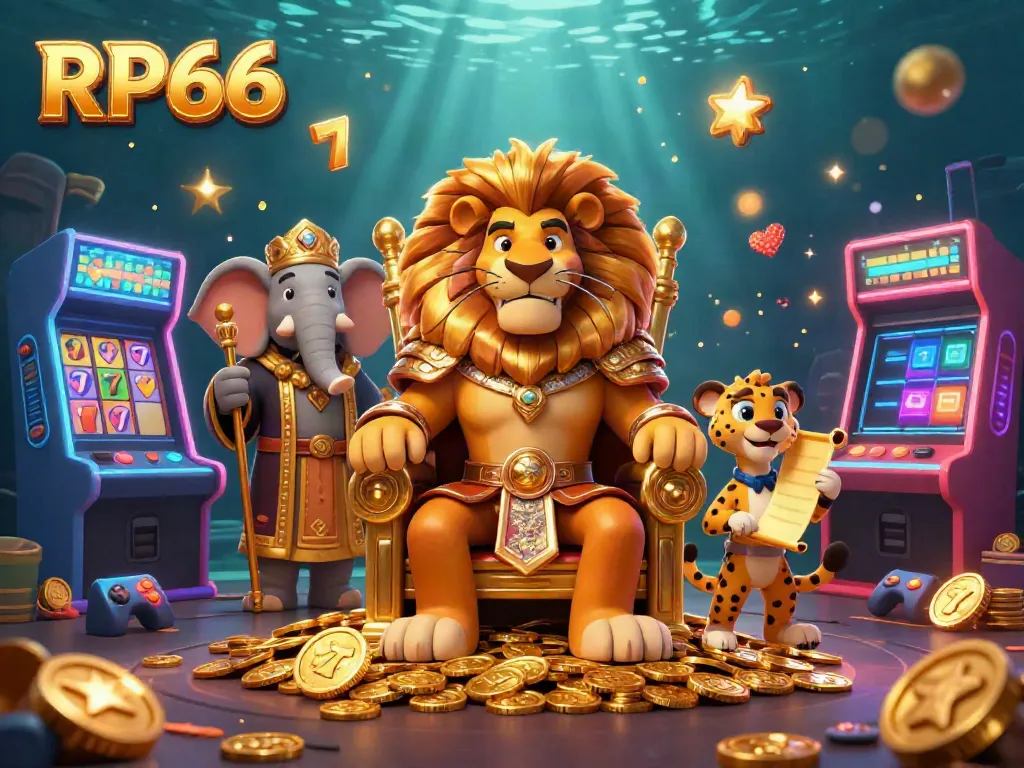 Experience the excitement of RP66 slots with our royal lion king and vibrant casino theme.