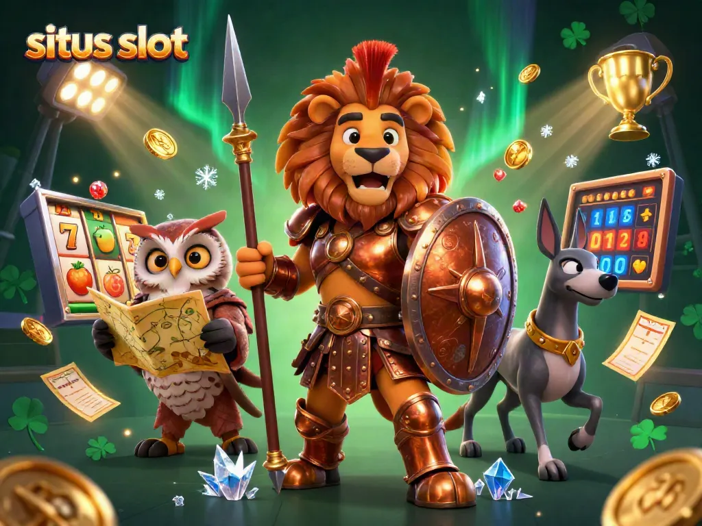 Experience thrilling gaming action with situs slot's vibrant characters and dynamic slot elements in a captivating scene.