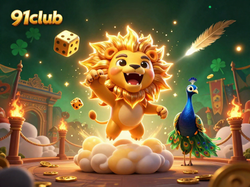 Engage with thrilling games at 91club and predict colors in this vibrant casino-themed illustration.