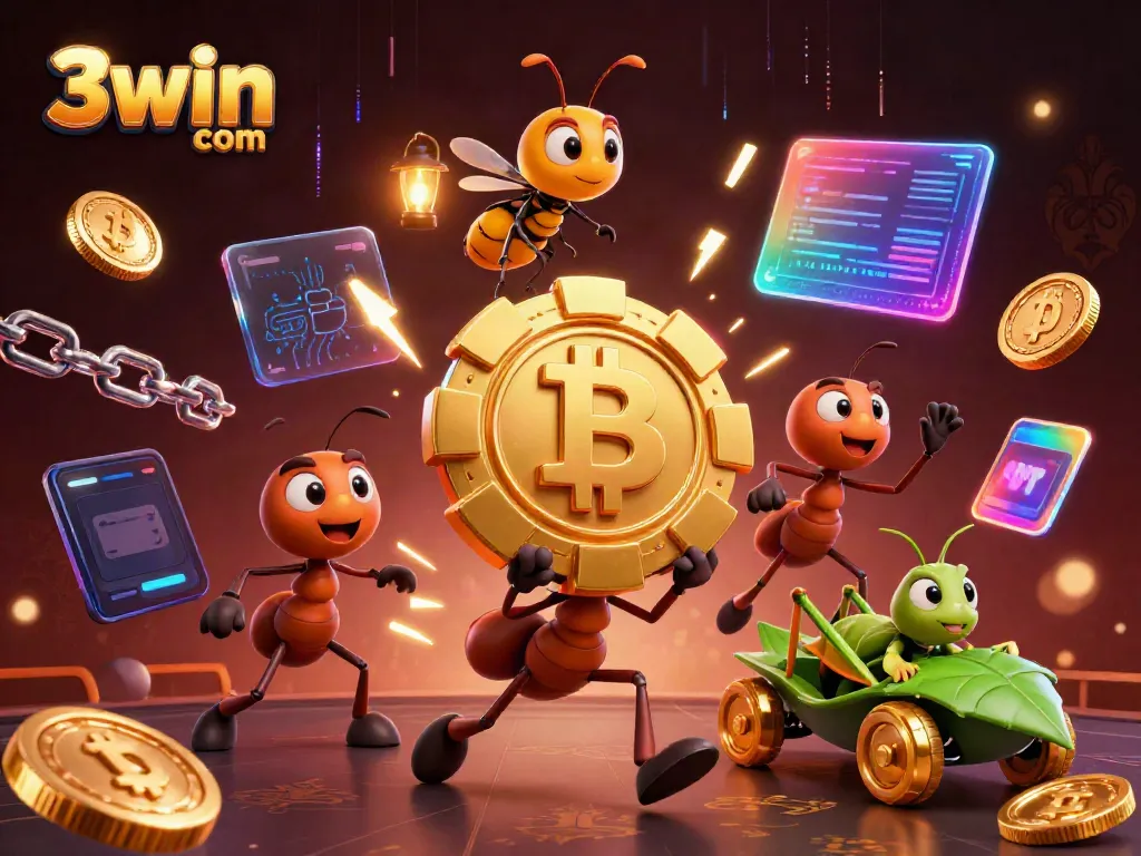 Engage with thrilling action at 3win com featuring a heist by cartoon ants and crypto elements.