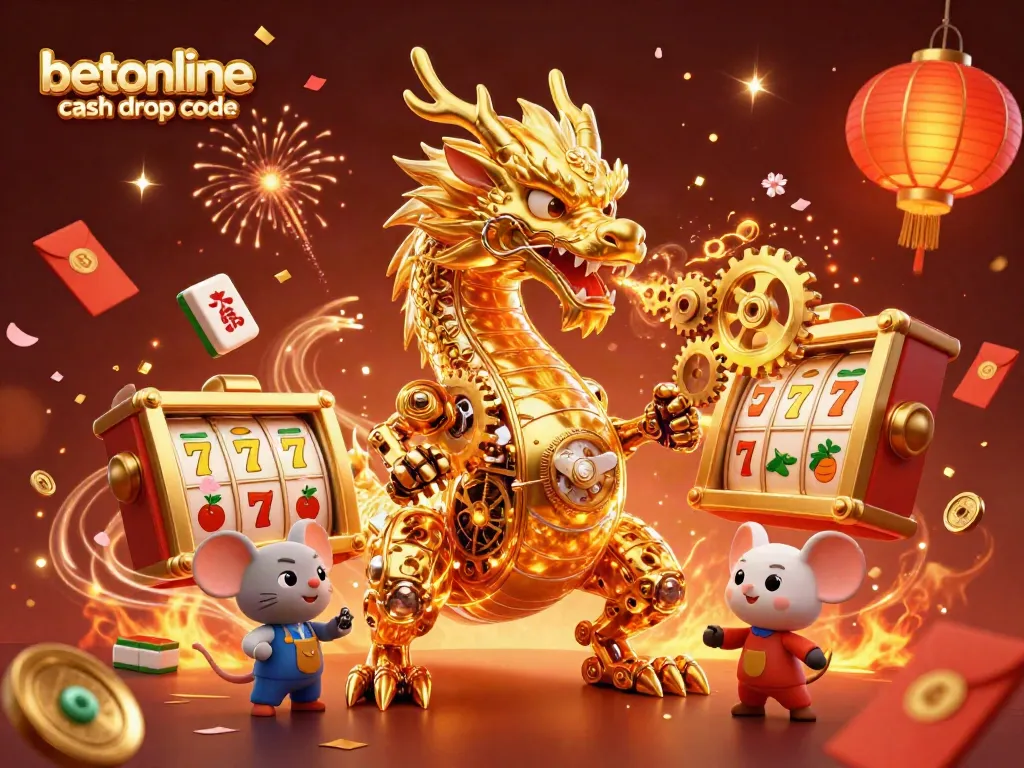 Claim bonuses with the betonline cash drop code, featuring vibrant casino elements and characters.