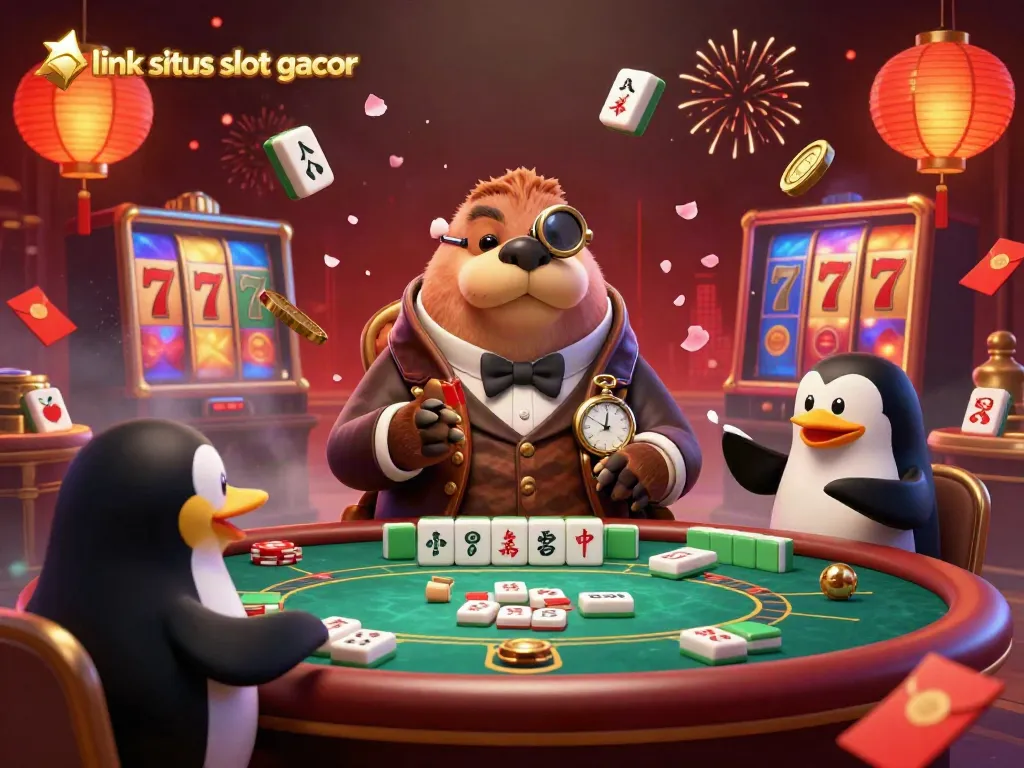Permainan seru di "link situs slot gacor" dengan walrus, dealer penguin, dan ikan buntal.