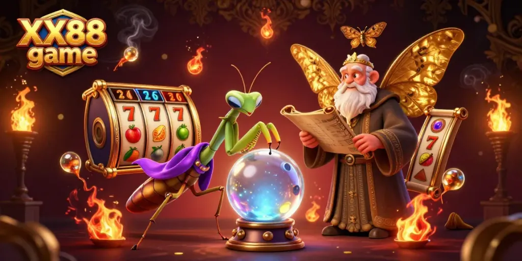 Experience the thrill of XX88 game with a mystical setting featuring exciting slot elements and engaging characters.
