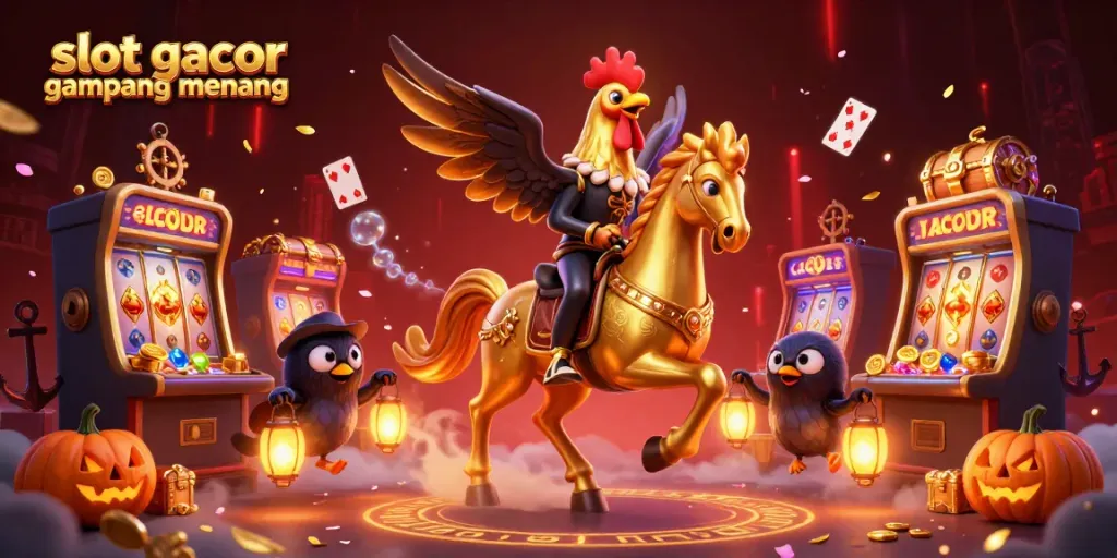 Engage with slot gacor gampang menang through a dazzling 3D casino scene featuring lively characters and dynamic game elements.