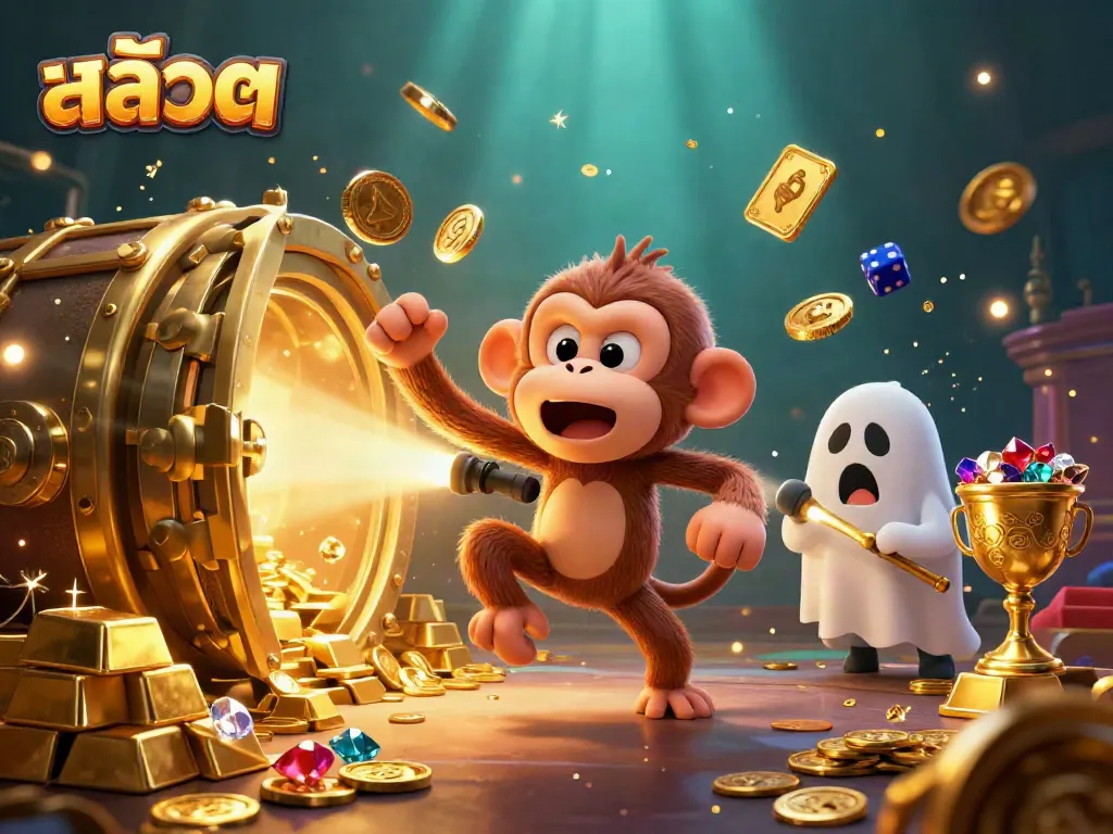 Engage in thrilling สล็อต action as a ghost-hunter puppy tracks a playful monky in a haunted casino.