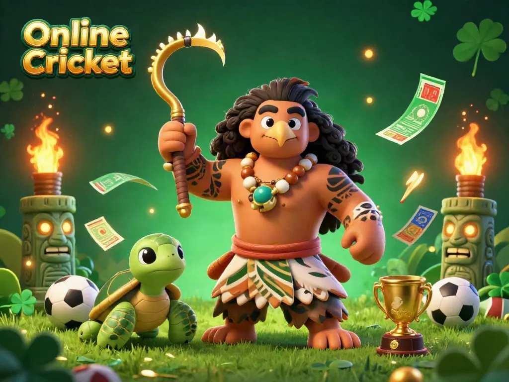 Engage in cricket betting thrills with a vibrant Online Cricket ID illustration featuring a demigod hawk and betting elements.