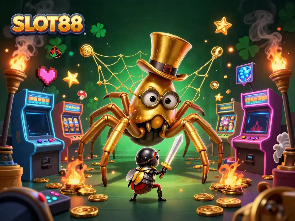 Experience thrilling wins with SLOT88 in a vibrant casino scene featuring colorful game elements.