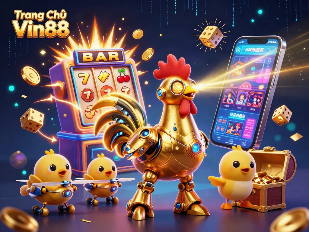 Experience the excitement of Trang Chủ Vin88 with vibrant jackpot scenes and dynamic casino elements.