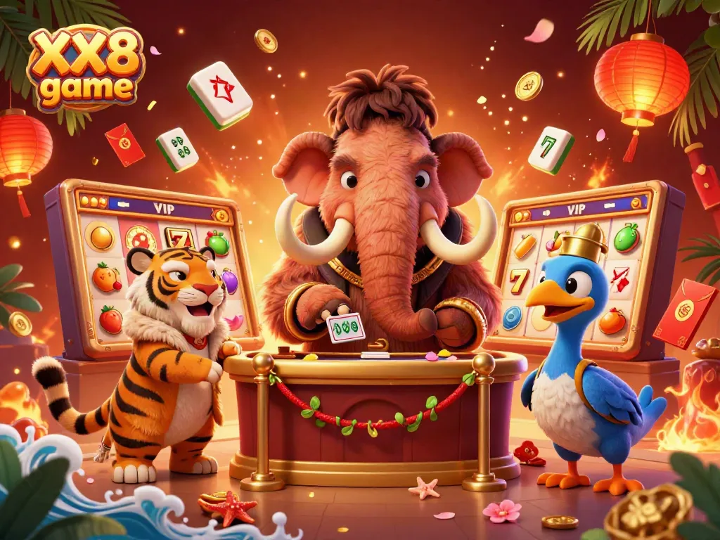 Engage with thrilling action in XX8 game featuring a vibrant casino scene with unique characters and rich game elements.