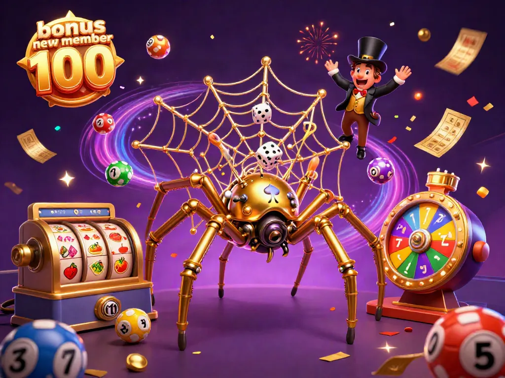 Spin to win with thrilling bonus new member 100 opportunities in this vibrant 3D casino scene.