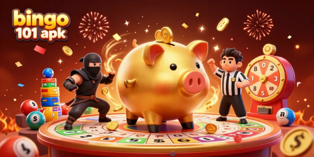 Engage in exciting gameplay with Bingo 101 APK, showcasing dynamic bingo elements and vibrant characters.