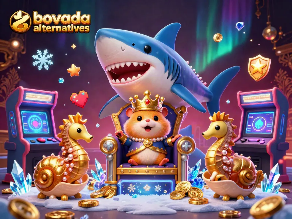 Experience thrilling bovada alternatives with a golden hamster king in a lively casino inspired scene.
