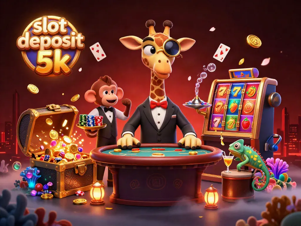 Spin the reels at slot deposit 5k with high-roller characters and vibrant casino elements.