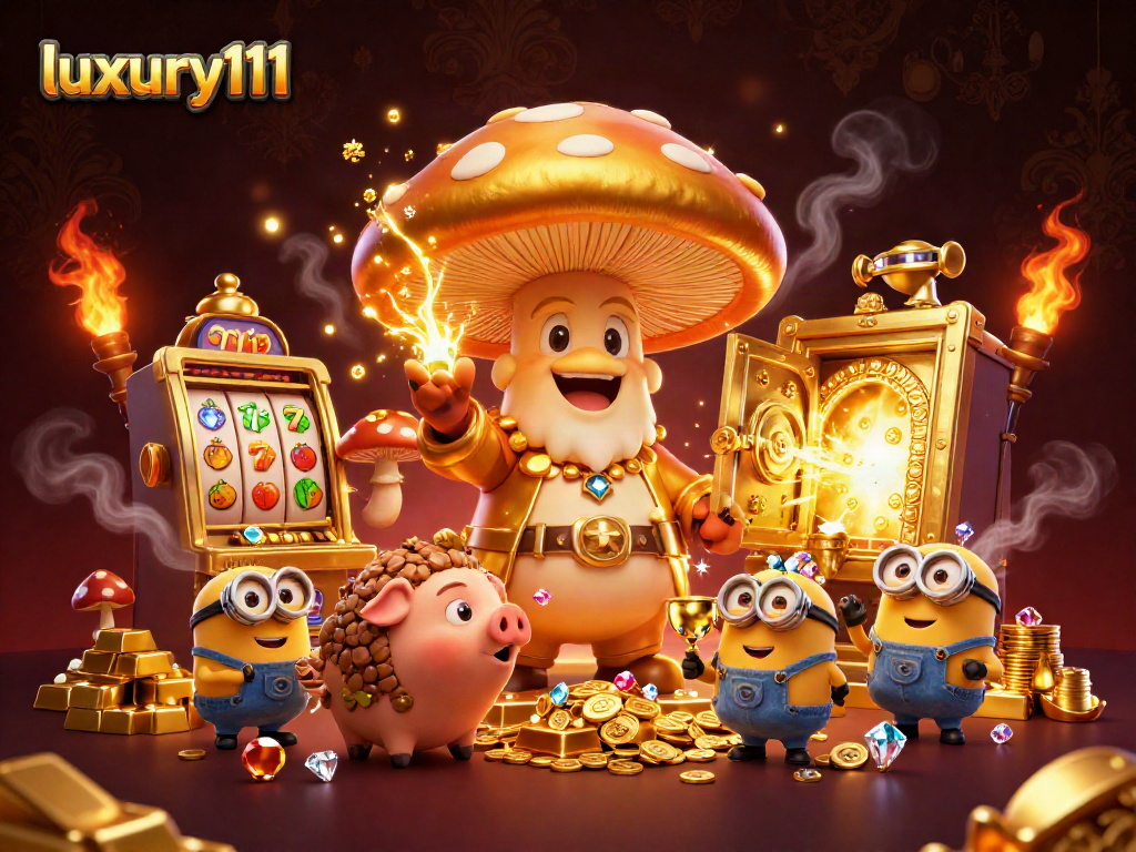 Unleash your luck with luxury111 as a wizard and truffle pig find treasures in a vibrant casino