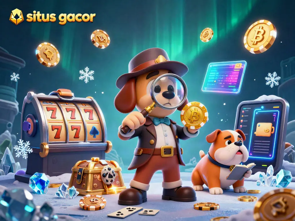 Engage with the situs gacor as characters explore a casino treasure scene filled with jackpots and crypto coins.