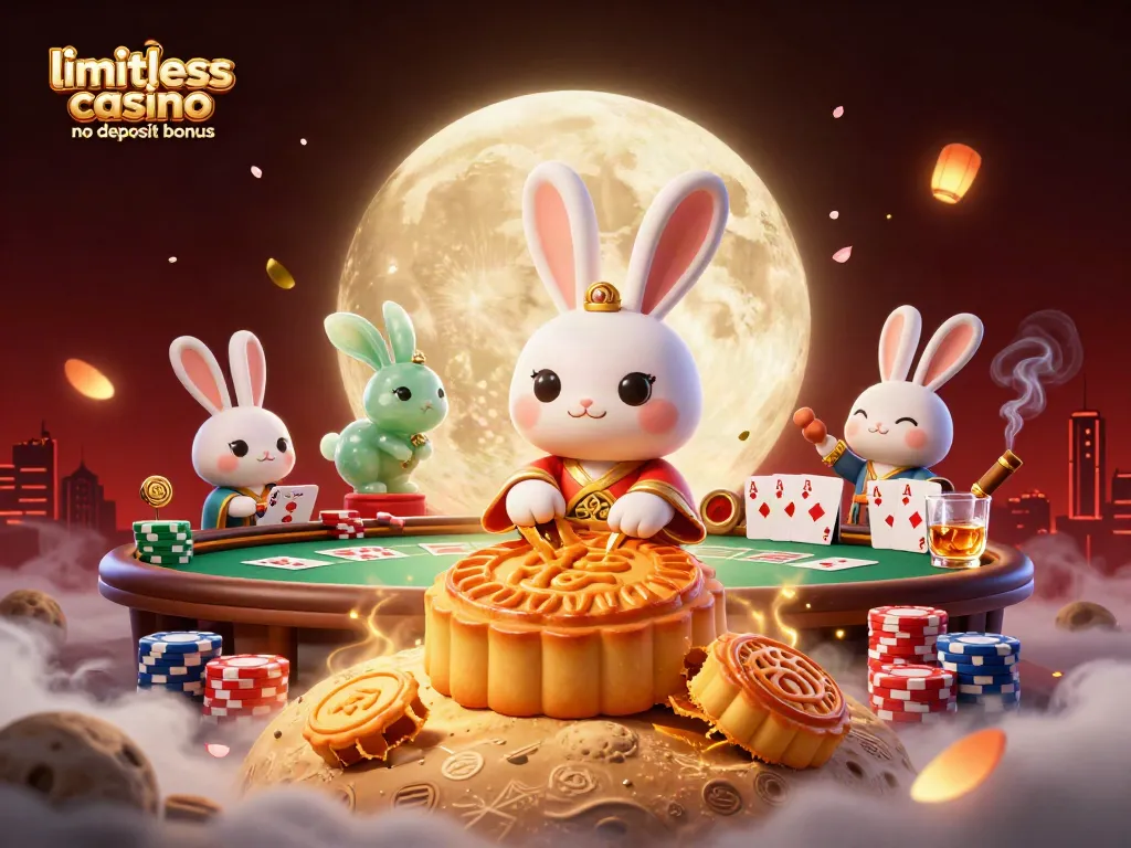 Experience the excitement of Limitless Casino No Deposit Bonus with a vibrant scene of lucky moon-themed gambling.
